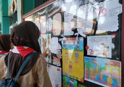 Publikasi Mading SMK Baitussalam Pekalongan dengan tema HUT RI ke 79.